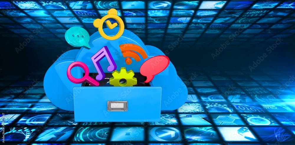 Poster Composite image of cloud computing drawer