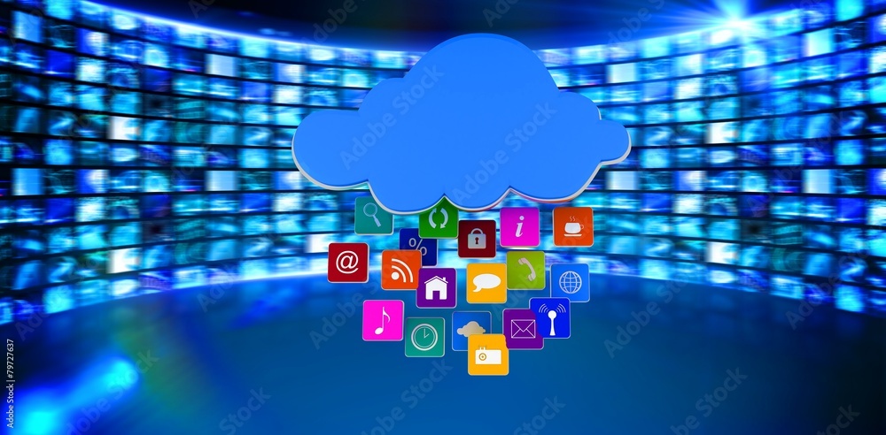 Aufkleber Composite image of cloud with apps