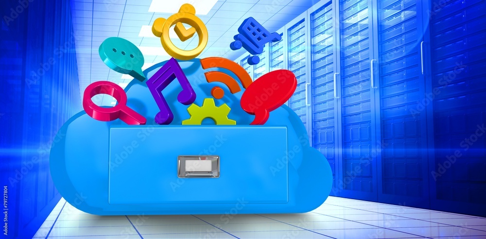 Poster Composite image of cloud computing drawer