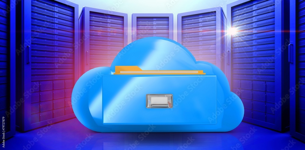 Poster Composite image of cloud computing drawer
