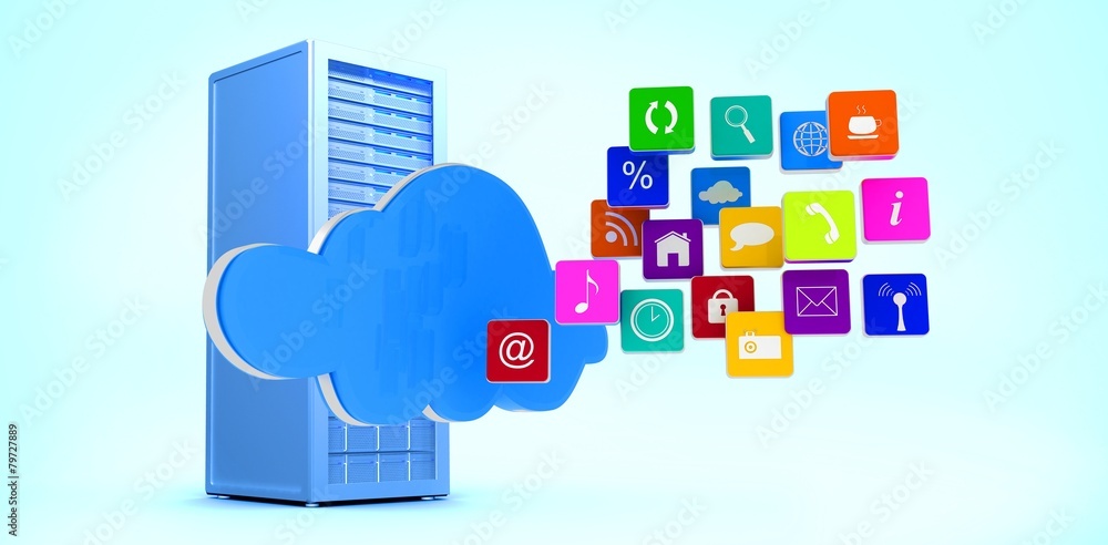 Poster Composite image of cloud with apps