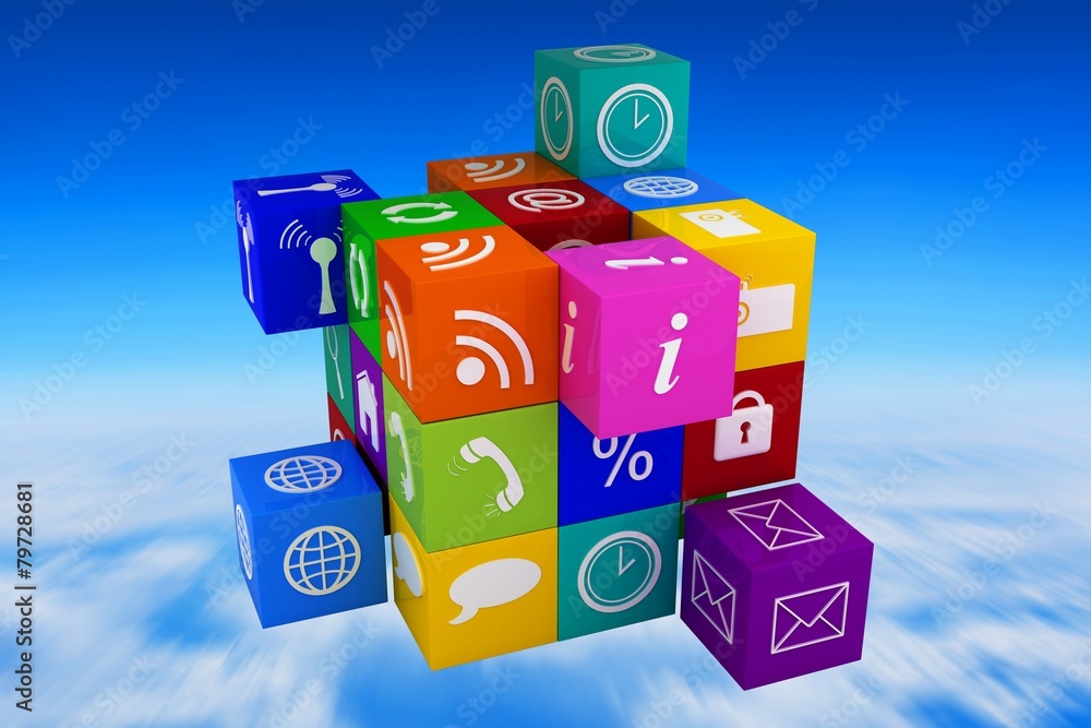 Poster Composite image of app cube