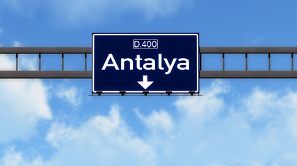 Antalya Turkey Highway Road Sign