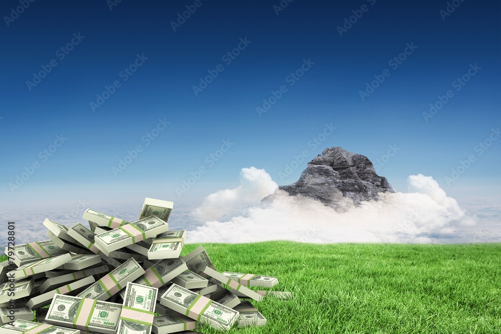 Poster composite image of pile of dollars