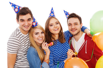 Group of young people having a birthday party