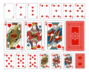 Bridge size Heart playing cards plus reverse