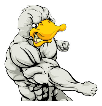 Punching duck mascot