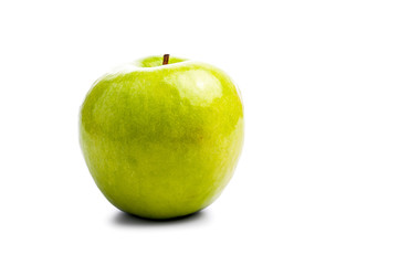Fresh crispy green apple on isolated white background
