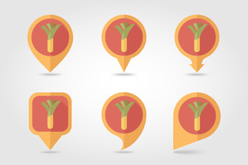 Leek mapping pins icons with long shadow