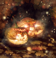 Obraz premium Two Halloween pumpkins
