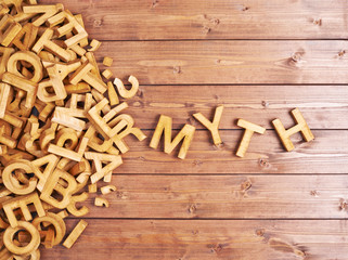 Word myth made with wooden letters