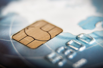 macro shot with old credit card