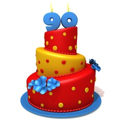 Birthday cake with number ninety