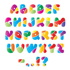 Artistic alphabet font with stripes