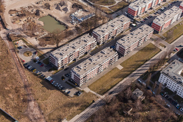 aerial view of wroclaw city suburbs