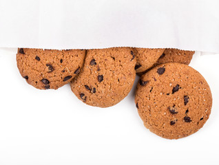 Chocolate chips cookies isolated on white