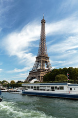 Fototapeta na wymiar A view of a Seine river with Eiffel Tower in Paris.