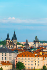 Fototapeta na wymiar Roofs of Old Prague, text space