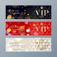 Set of VIP party banners templates. - obrazy, fototapety, plakaty