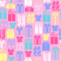 Colorful gift boxes seamless pattern.