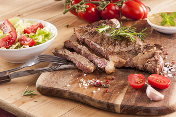 Raw beef on cutting board
