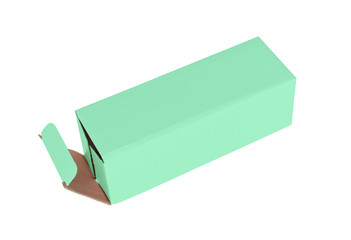 Green cardboard box on a white background