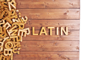 Word latin made with wooden letters