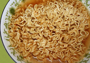 Bowl of Spicy Ramen noodles in broth