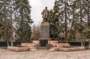 Lenin statue in a park in Russia