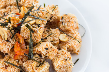 Crispy rice cracker , Thai food