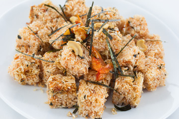 Crispy rice cracker , Thai food
