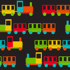 Children's Train Seamless Pattern Vector Illustration