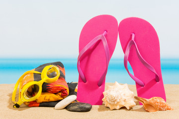 Flip flops on the beach