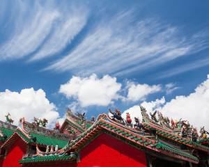 Naklejka premium chinese temple roofs and dramatic clouds
