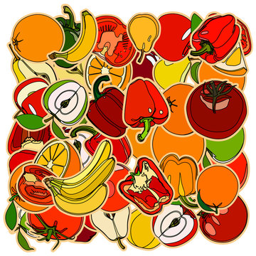 colorful fruit and vegetables collage