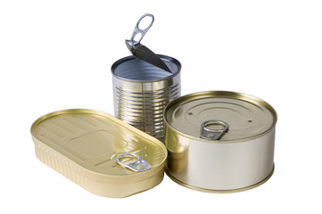 Tin cans isolated on white