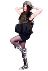 Woman in a military camouflage