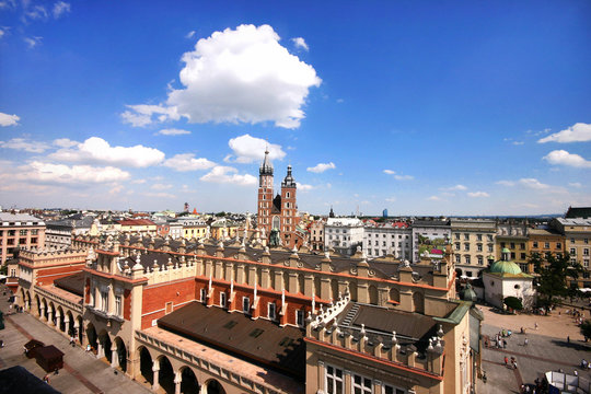 Fototapeta KRAKOW, POLAND. Church tower of the Cloth Hall