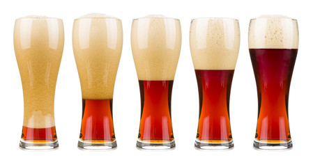 Five glasses of red beer.
