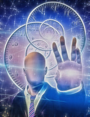 anonymous figure radiates light from hand