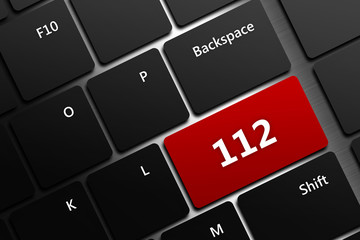 computer keyboard with emergency number 112