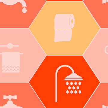 Seamless background with bathroom icons for your design