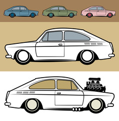 Obraz premium Retro Hot Rod car, vector