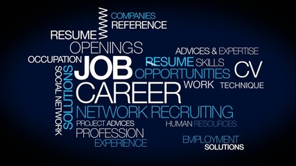 Job carrer profession network recruiting tag cloud animation