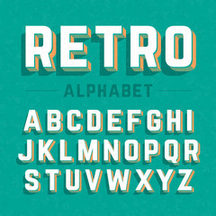 Naklejka na ściany i meble Retro style 3d alphabet