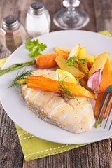 grilled fish and vegetables