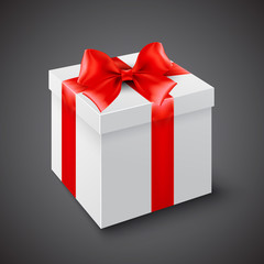 Gift box with red ribbon. Vector illustration