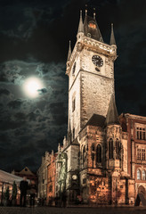 Prague, Old Town Hall at night