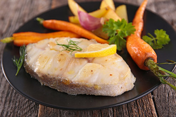 grilled fish and vegetables