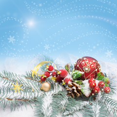 Christmas decorations, text space